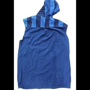 Vintage Exhaust Hip Hop Jeans Denim Vest Men's Button Up Hooded 90s